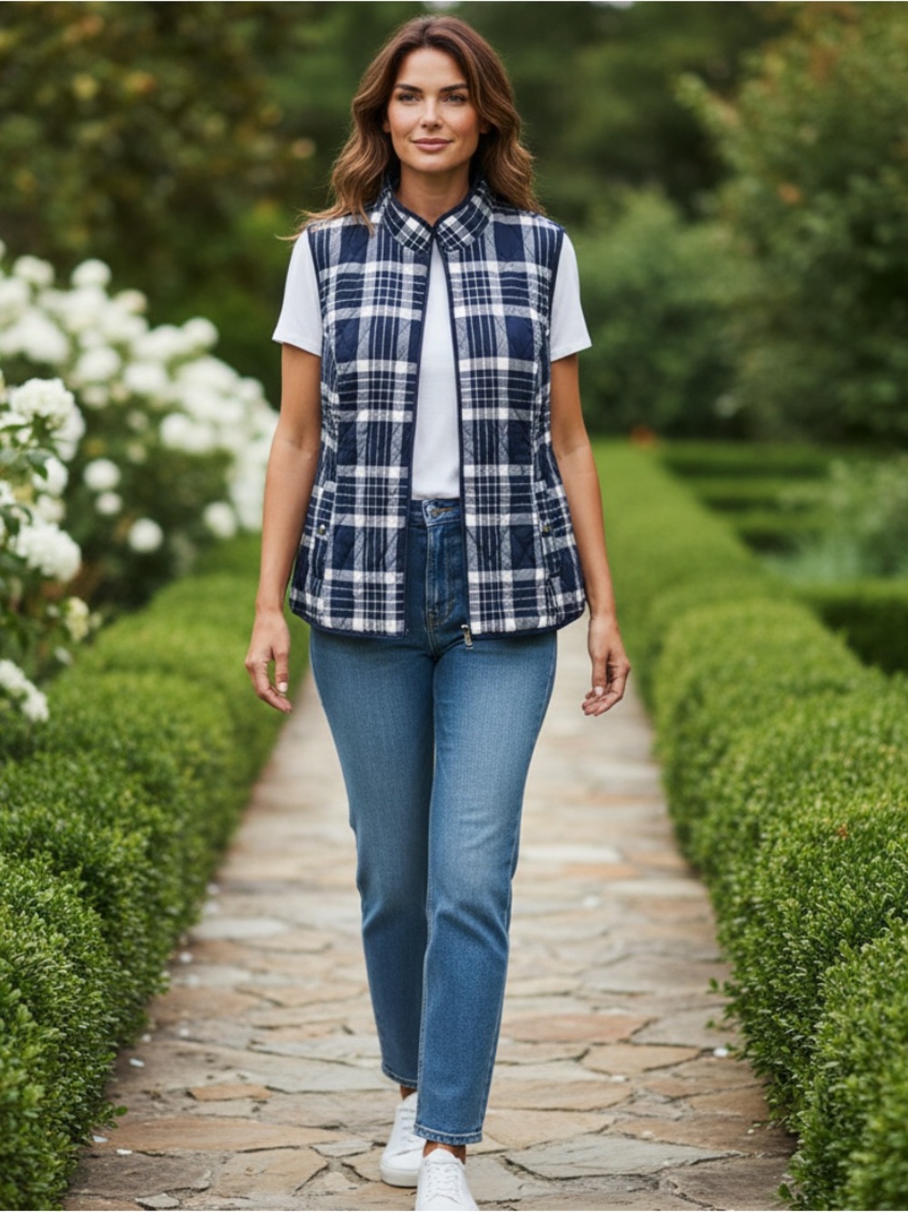 croft & barrow Navy and White Plaid Quilted Vest - Kids Jackets & Coats